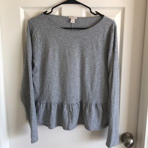 J. Crew Long-sleeve ruffle hem t-shirt